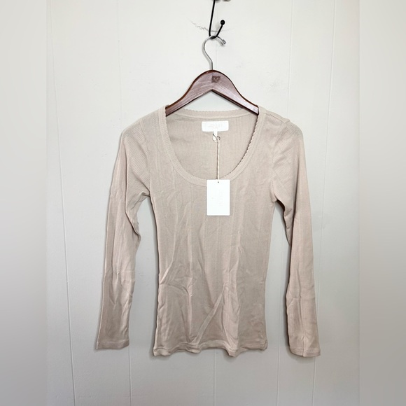 The Great Sleep Womens Long Sleeve The Pointelle Sleep Ballet Tee Beige Size 1 - Picture 1 of 7
